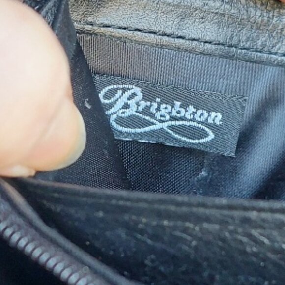 Brighton Vintage Black Leather Croc Zip Around Wallet with Silver Embellishments - Picture 12 of 14